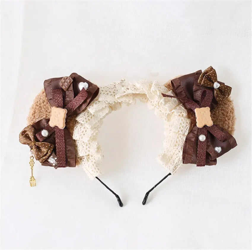 Lolita Bear Ear Cookies Headband brown