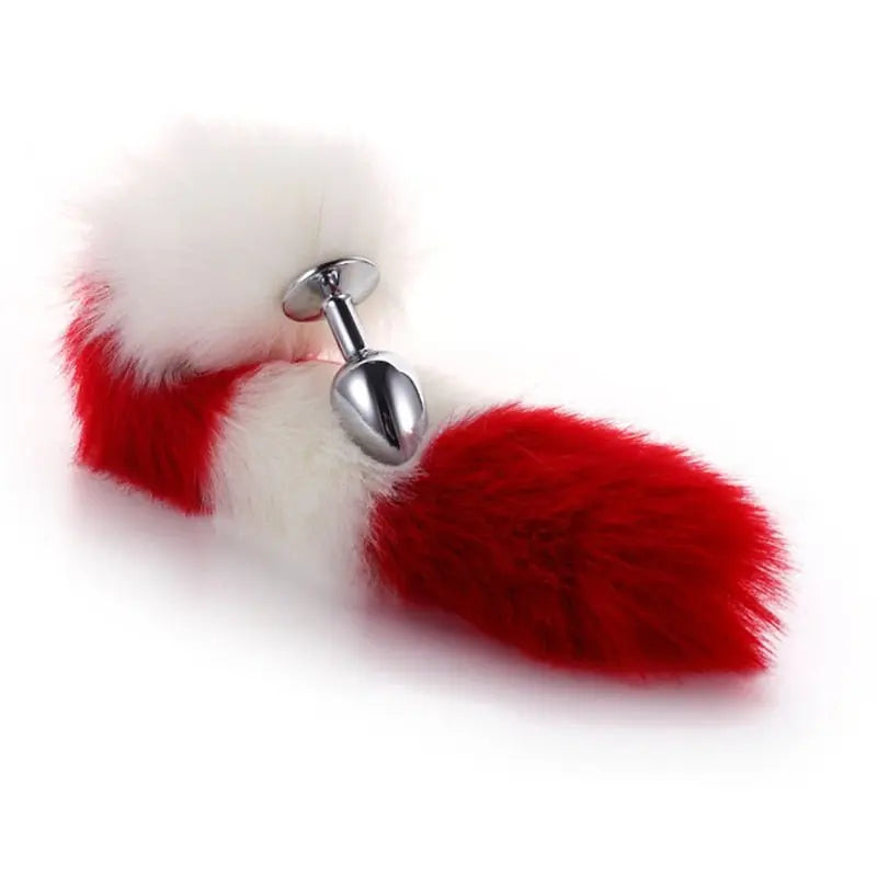 Kawaii Pink & Black Anal Tail (28 Colors) White Red