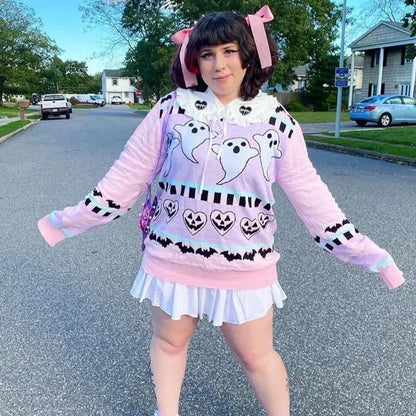 Kawaii Ghost Pastel Goth Knitted Sweater