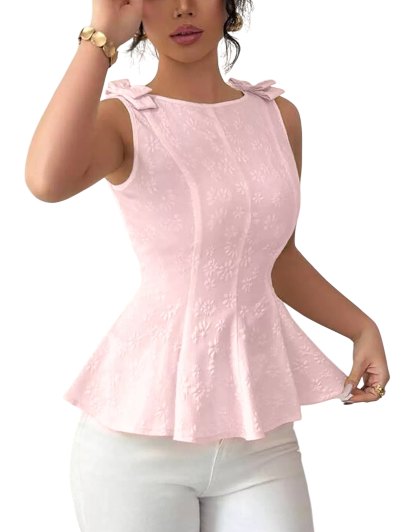 Ribbon Bloom Peplum Tank