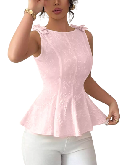 Ribbon Bloom Peplum Tank