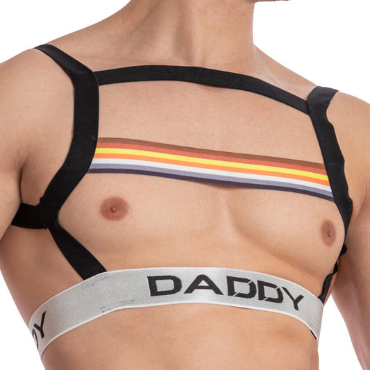 Men's Bodysuit with Harness and Colorful Bands