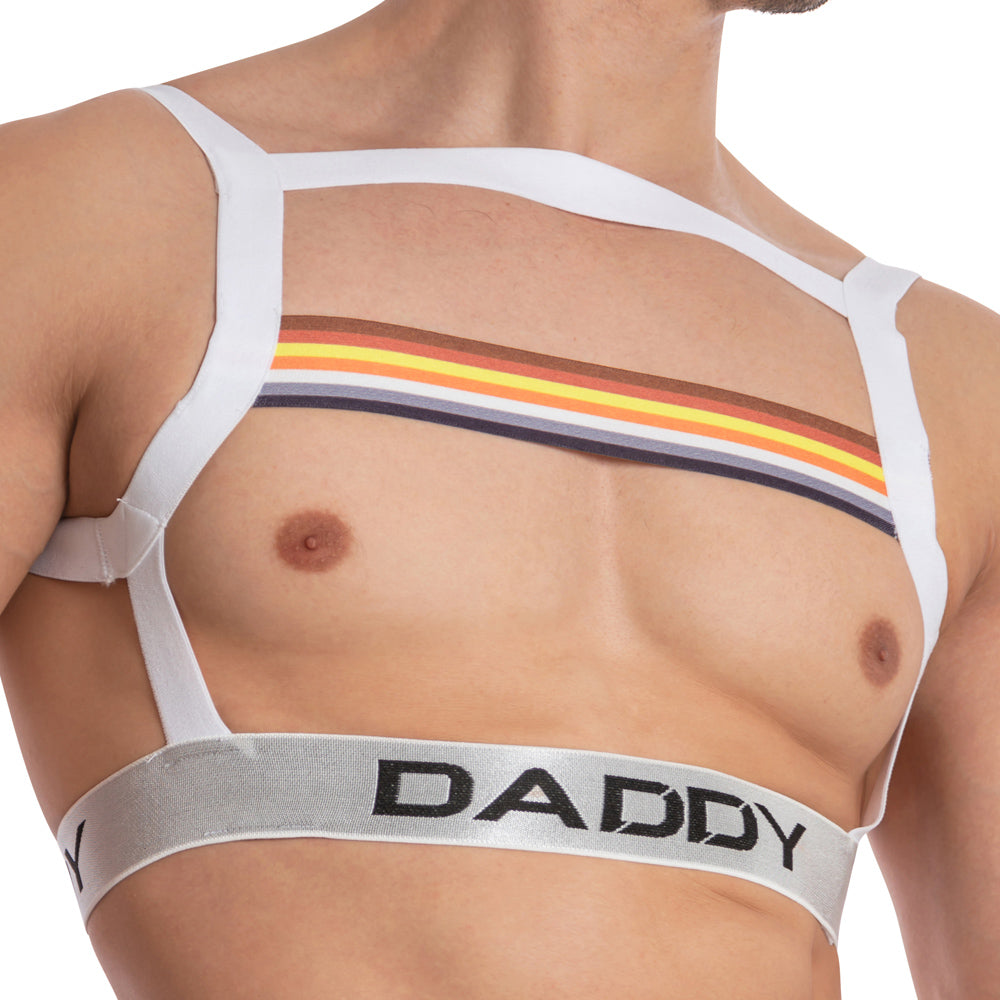 Men's Bodysuit with Harness and Colorful Bands