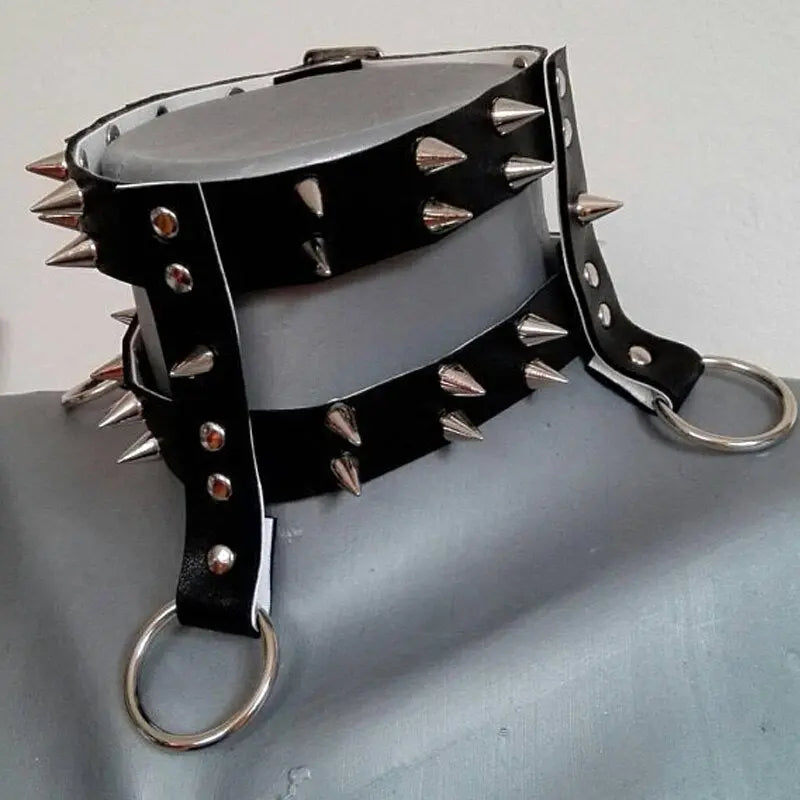 Leather Spiked Collar O Ring Collar