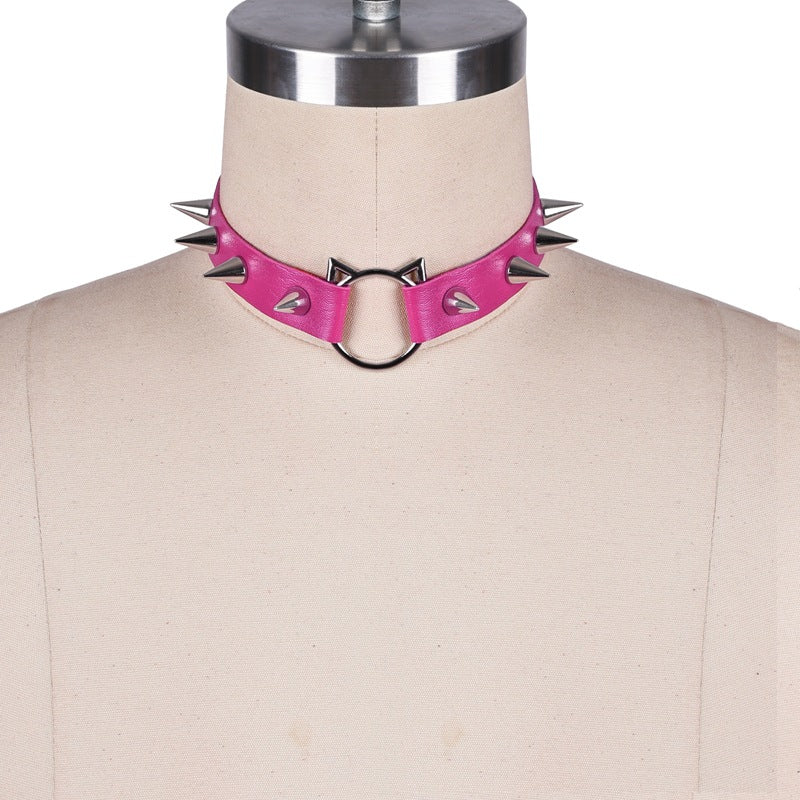 Spiky Kitty Ring Leather Collar (Colors) - Puppy's Aesthetics