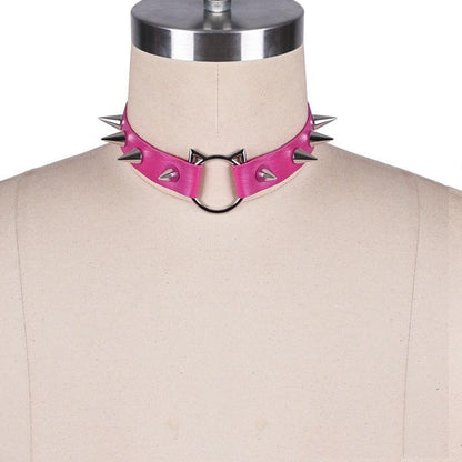 Spiky Kitty Ring Leather Collar (Colors) - Puppy's Aesthetics
