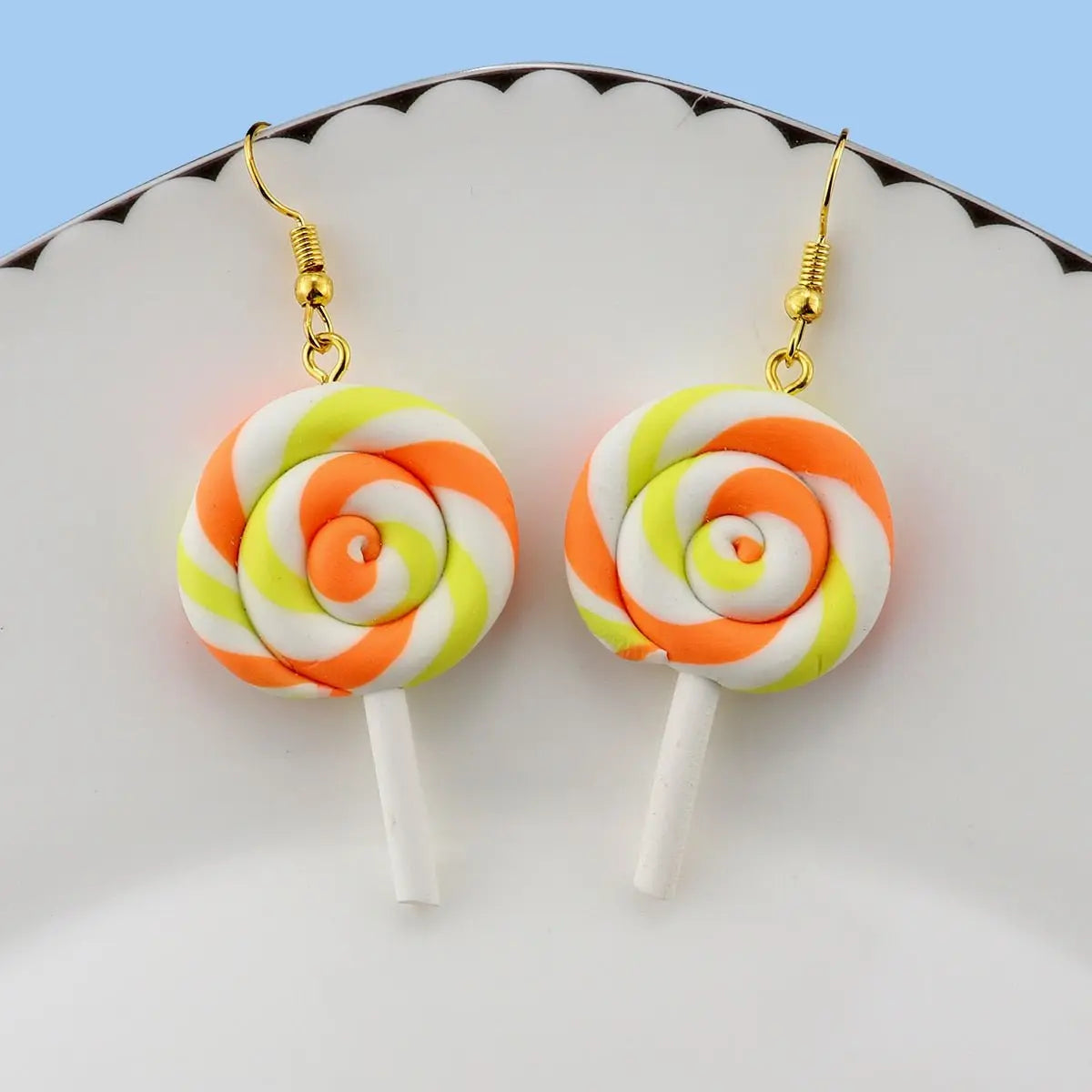 Rainbow Lollipop Drop Earrings gold C