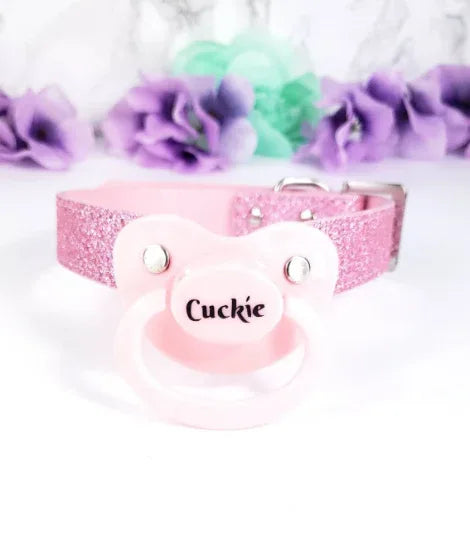 Pink Glitter Cuckie Pacifier Gag - Puppy's Aesthetics