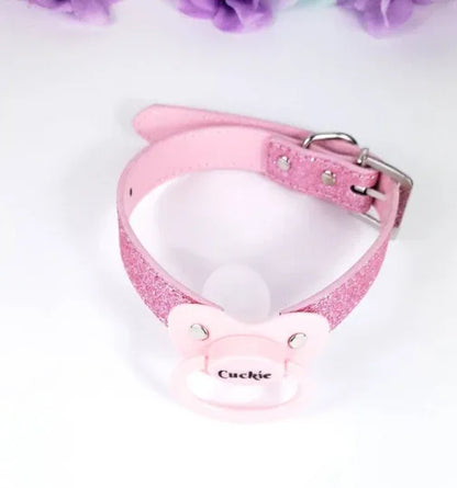 Pink Glitter Cuckie Pacifier Gag - Puppy's Aesthetics