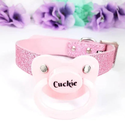 Pink Glitter Cuckie Pacifier Gag - Puppy's Aesthetics