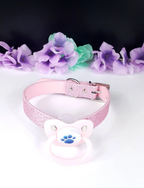 Blue Paw Glitter Pink Pacifier Gag