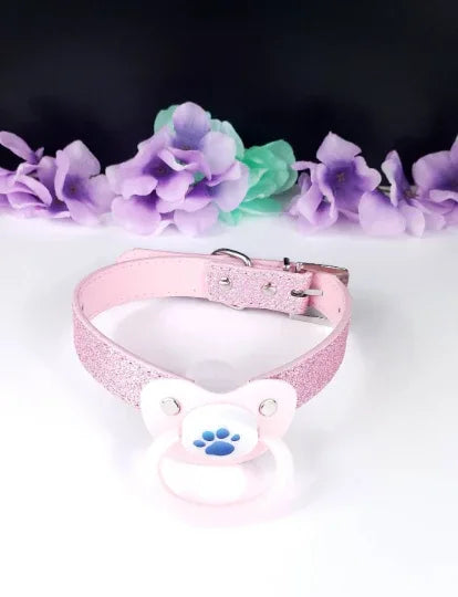 Blue Paw Glitter Pink Pacifier Gag - Puppy's Aesthetics