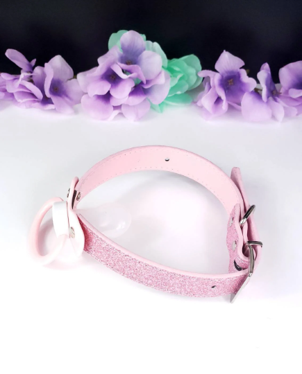 Blue Paw Glitter Pink Pacifier Gag