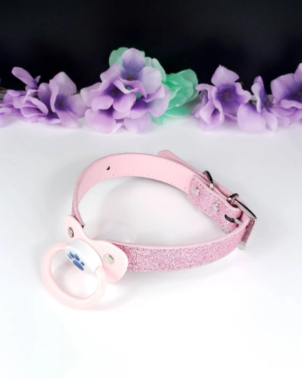 Blue Paw Glitter Pink Pacifier Gag