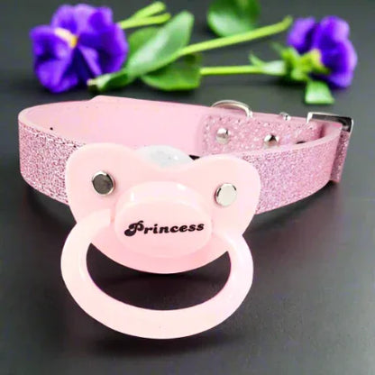 Pink Glitter Princess Pacifier Gag - Puppy's Aesthetics