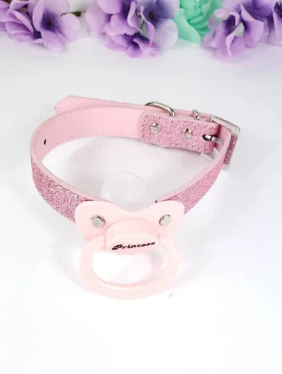 Pink Glitter Princess Pacifier Gag - Puppy's Aesthetics