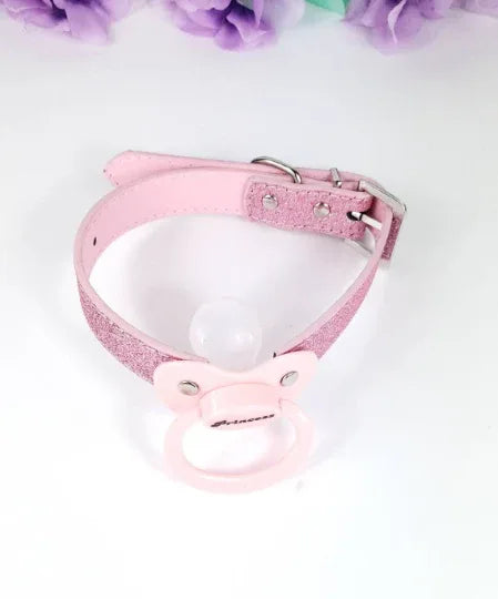 Pink Glitter Princess Pacifier Gag - Puppy's Aesthetics
