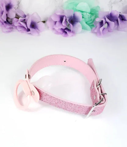 Pink Glitter Princess Pacifier Gag - Puppy's Aesthetics