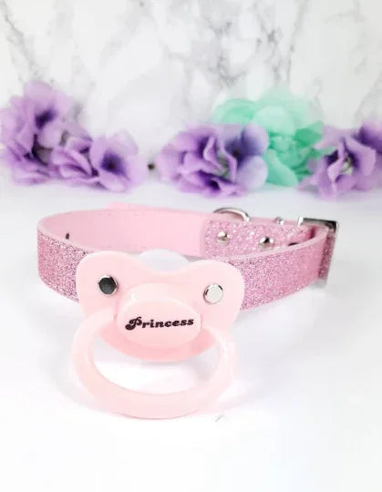 Pink Glitter Princess Pacifier Gag - Puppy's Aesthetics