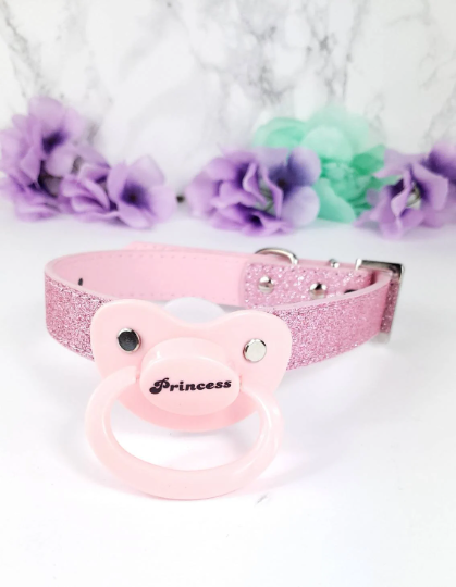 Pink Glitter Princess Pacifier Gag