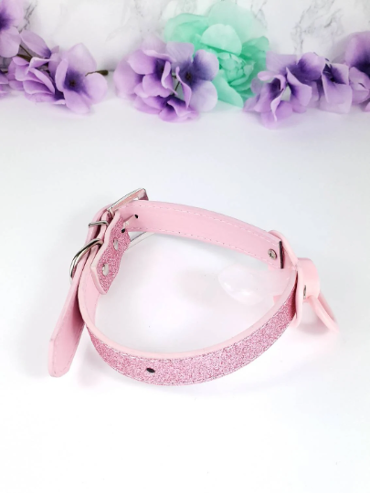 Pink Glitter Princess Pacifier Gag