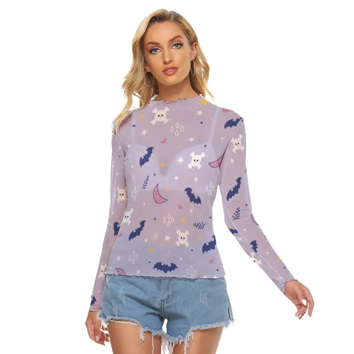 Pastel Goth Moonlit Mesh Top White