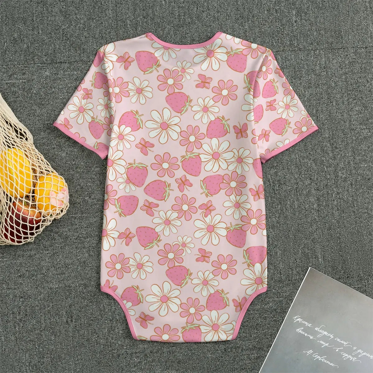 Strawberries & Daisies Adult Unisex Onesie - Image #2