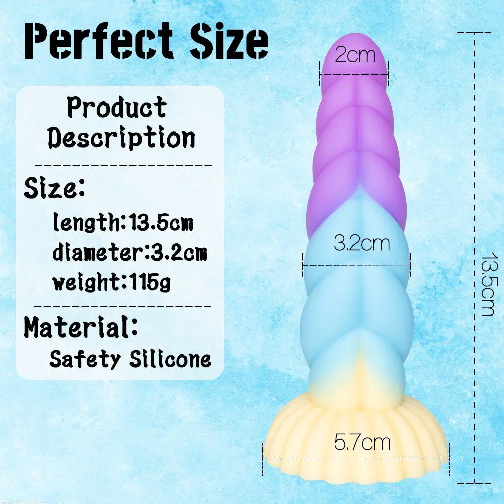 Luminous Dildo Soft Silicone Suction Cup S Purple blue 13.5cm