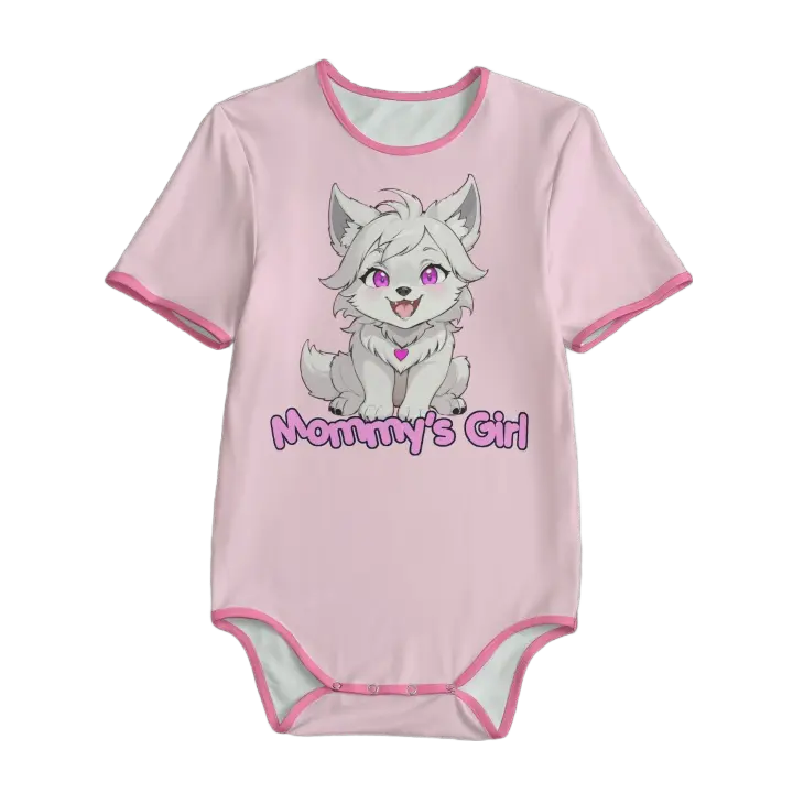 'Mommy's Girl' Pink Little Wolf Adult Unisex Onesie - Image #6