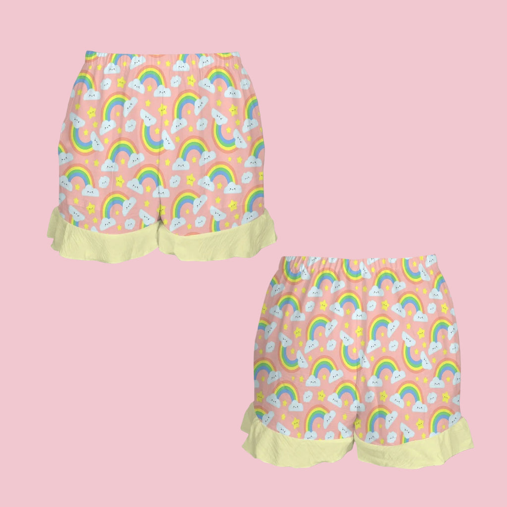 Little Pastel Rainbow Ruffle Shorts