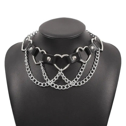 Sexy PU Chains Tassel Collar Silver Chain