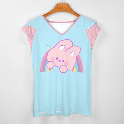 Kawaii Bunny Rainbow Ruffle Play Tee