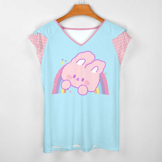 Kawaii Bunny Rainbow Ruffle Play Tee