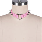 Spiky Kitty Ring Leather Collar (Colors) - Puppy's Aesthetics