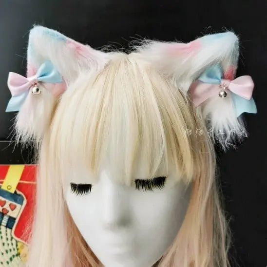 Soft Plush Pastel Kitty Ears Hair Band