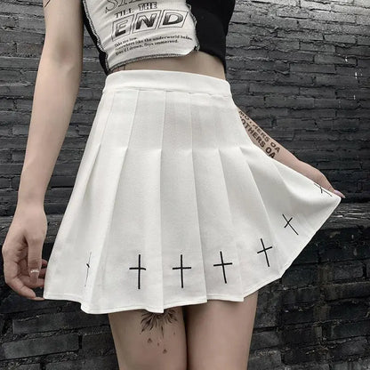 Sexy Cross Gothic Skirt (Colors) White
