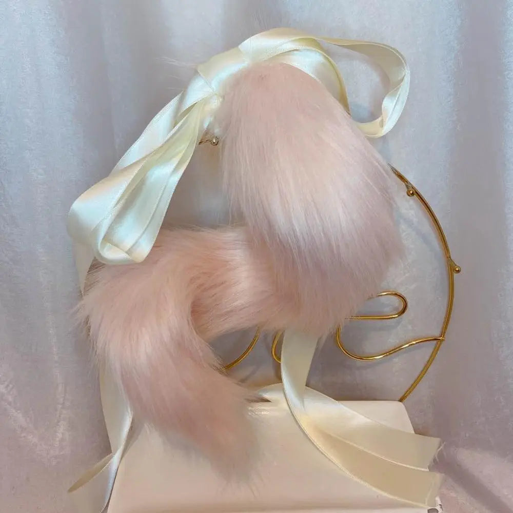 Plush Pink Piggy Ears & Tail Set 30 days Tail 40CM