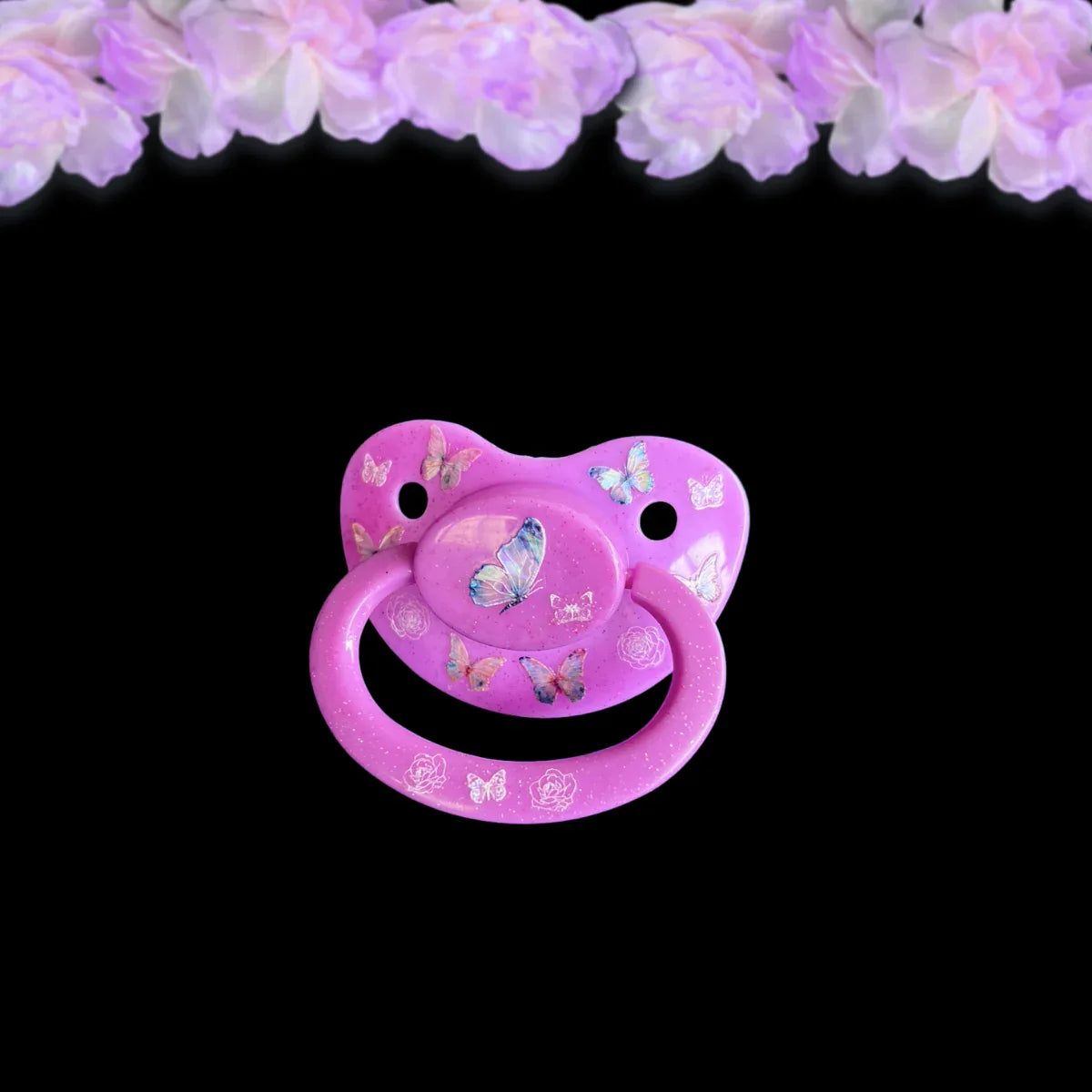 Adult Pacifier - Glitter Butterflies - Puppy's Aesthetics