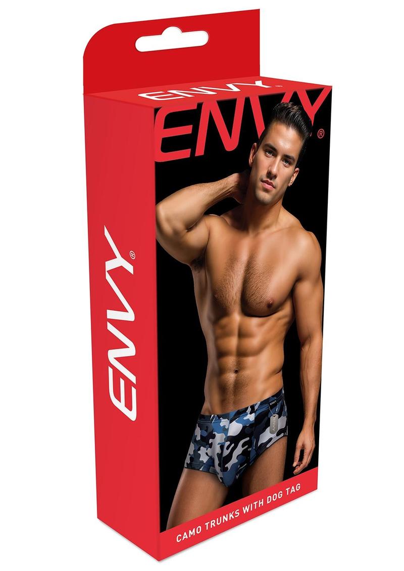 Envy Camo Trunks W/Dog Tag-Camo/Nav-Sm
