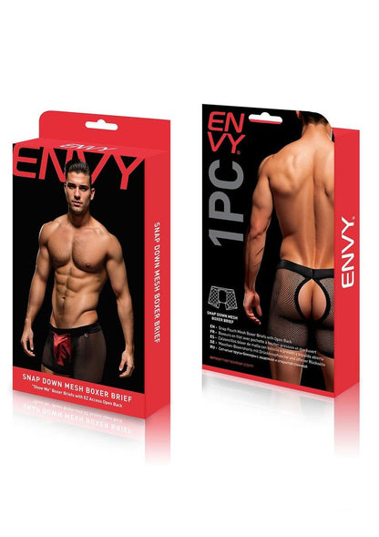Envy Snap Down Mesh Boxer Brief Red-M/L