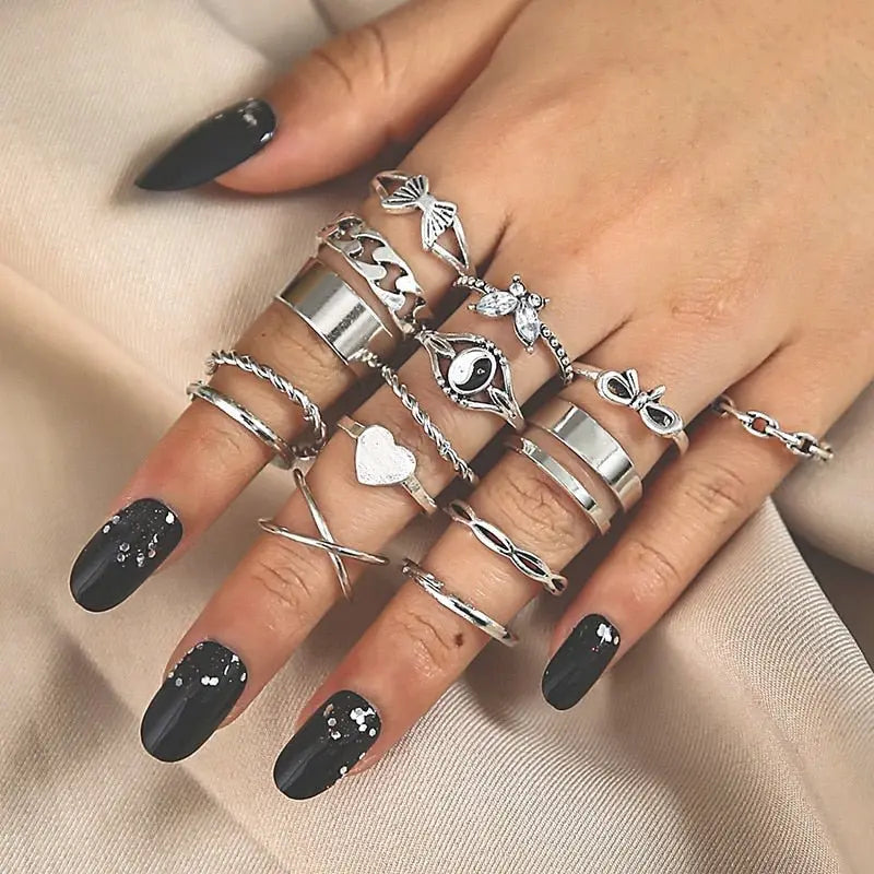 Silver Gothic Ring Set 6107