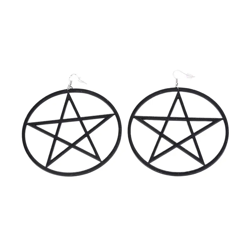 Oversized Pentagram Earrings Silver Plated