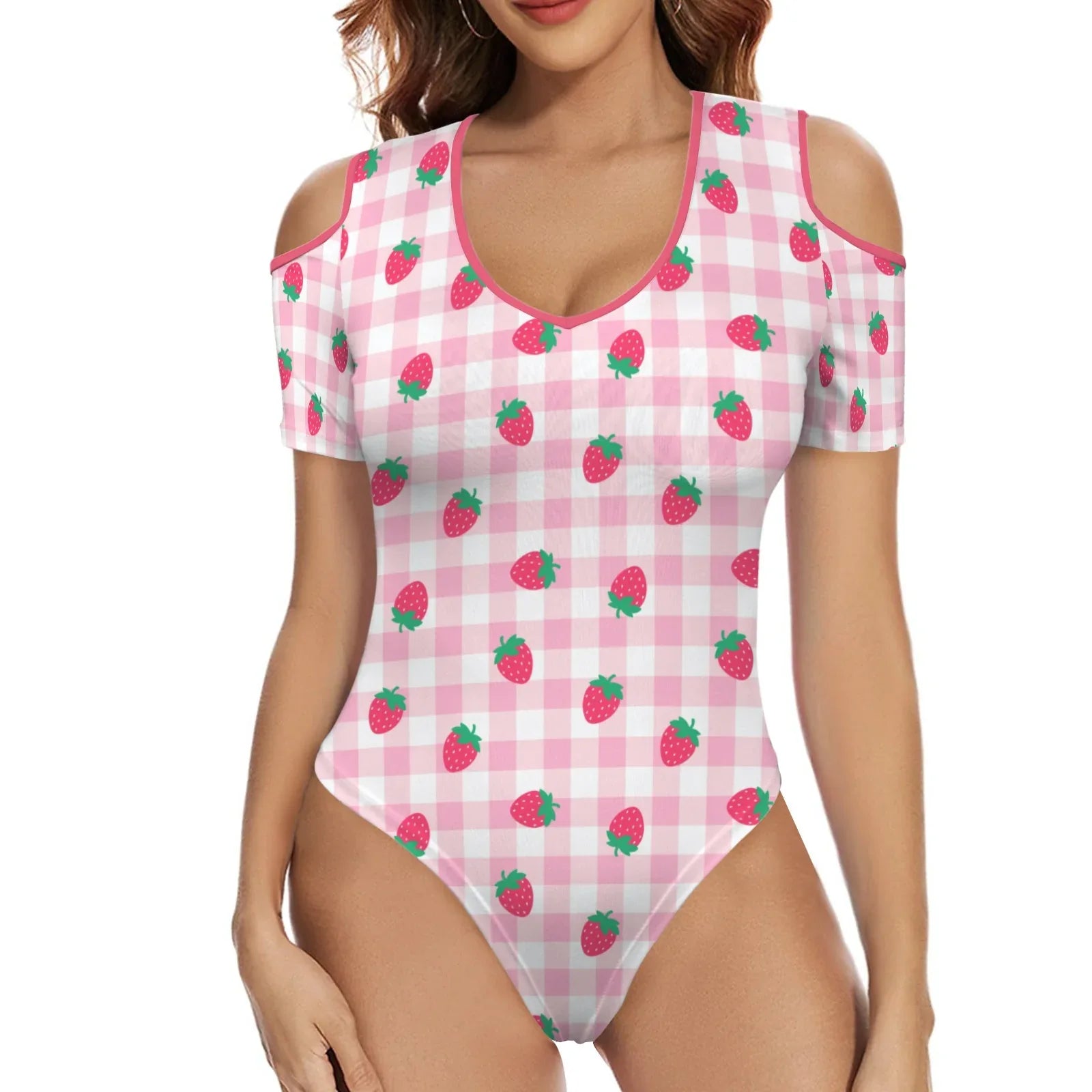 Strawberry Plaid Peekaboo PlaySuit - Puppy's Aesthetics