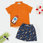 Cute Cosmic Rocket Shorties Set