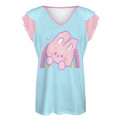 Kawaii Bunny Rainbow Ruffle Play Tee