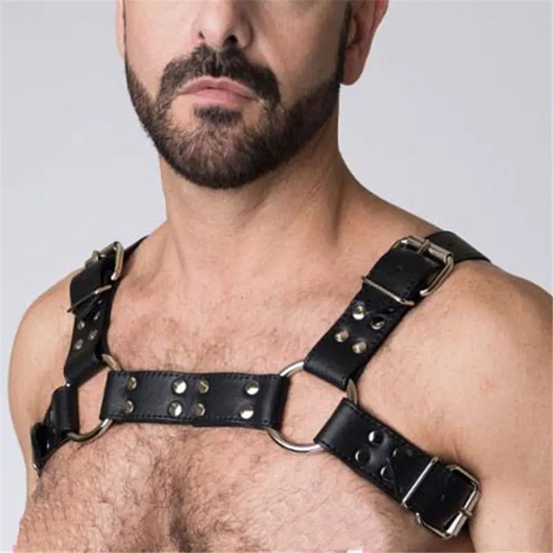 Leather Chest Harness Gold