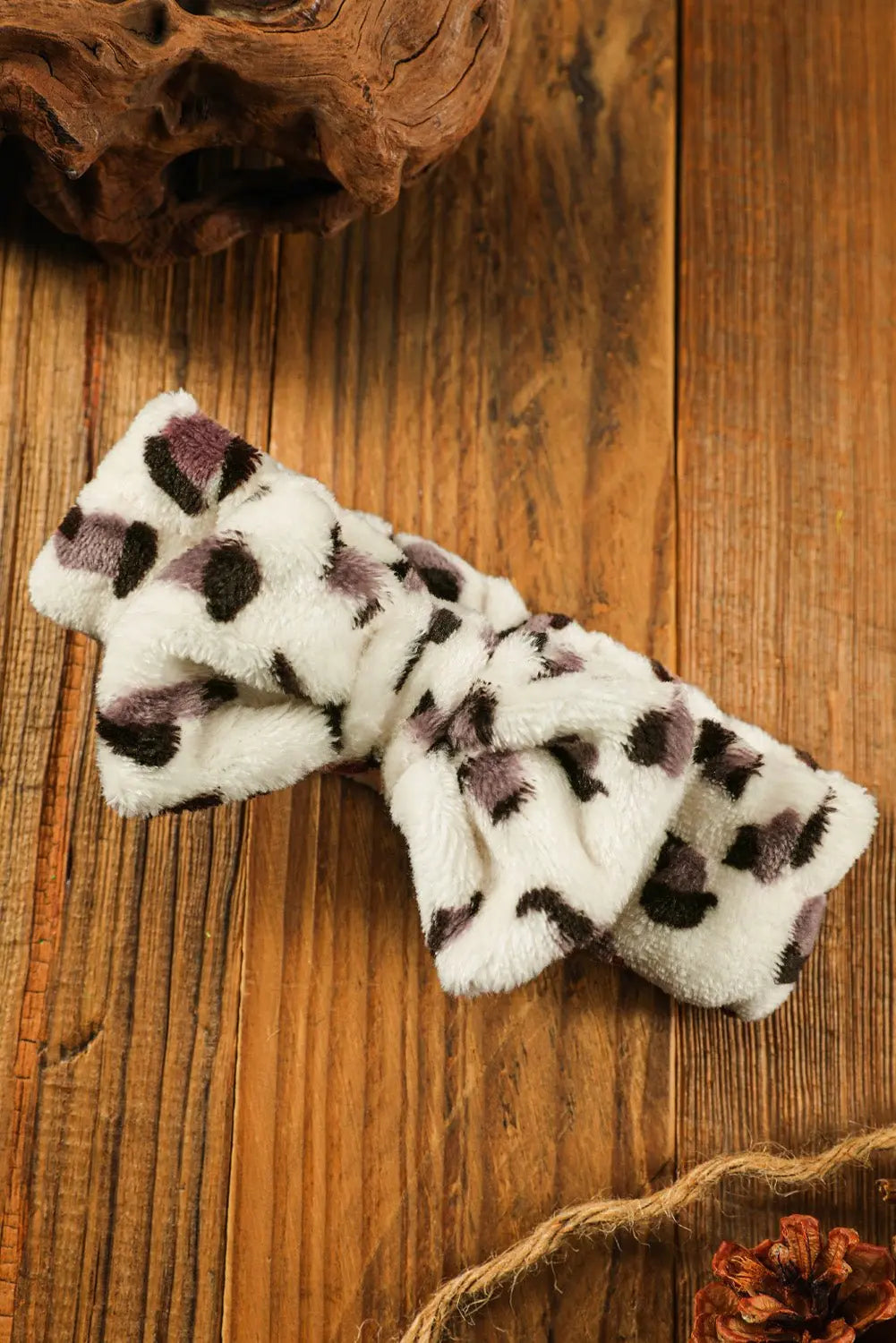 Leopard Bowknot Plush Hair Band