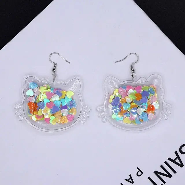 Kawaii Transparent Dangle Drop Earrings (Colors) 6