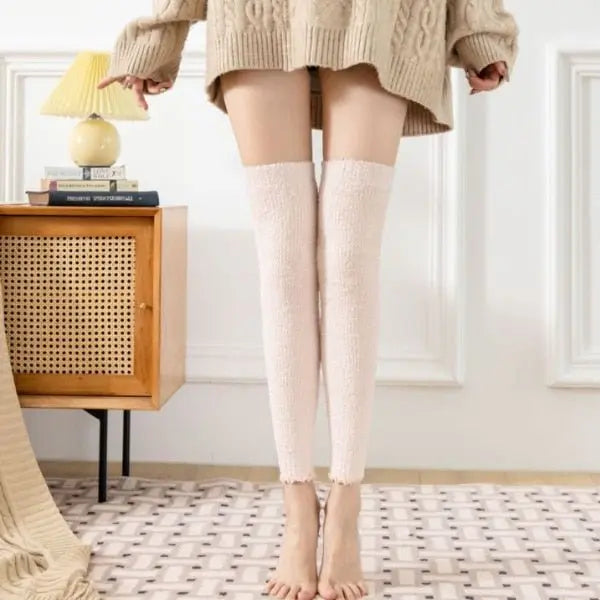 Soft Thick Fuzzy Thigh High Socks 24 One Size