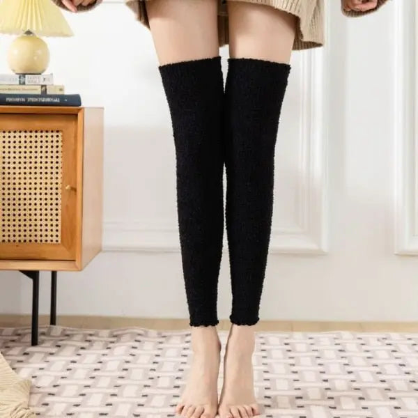 Soft Thick Fuzzy Thigh High Socks 19 One Size